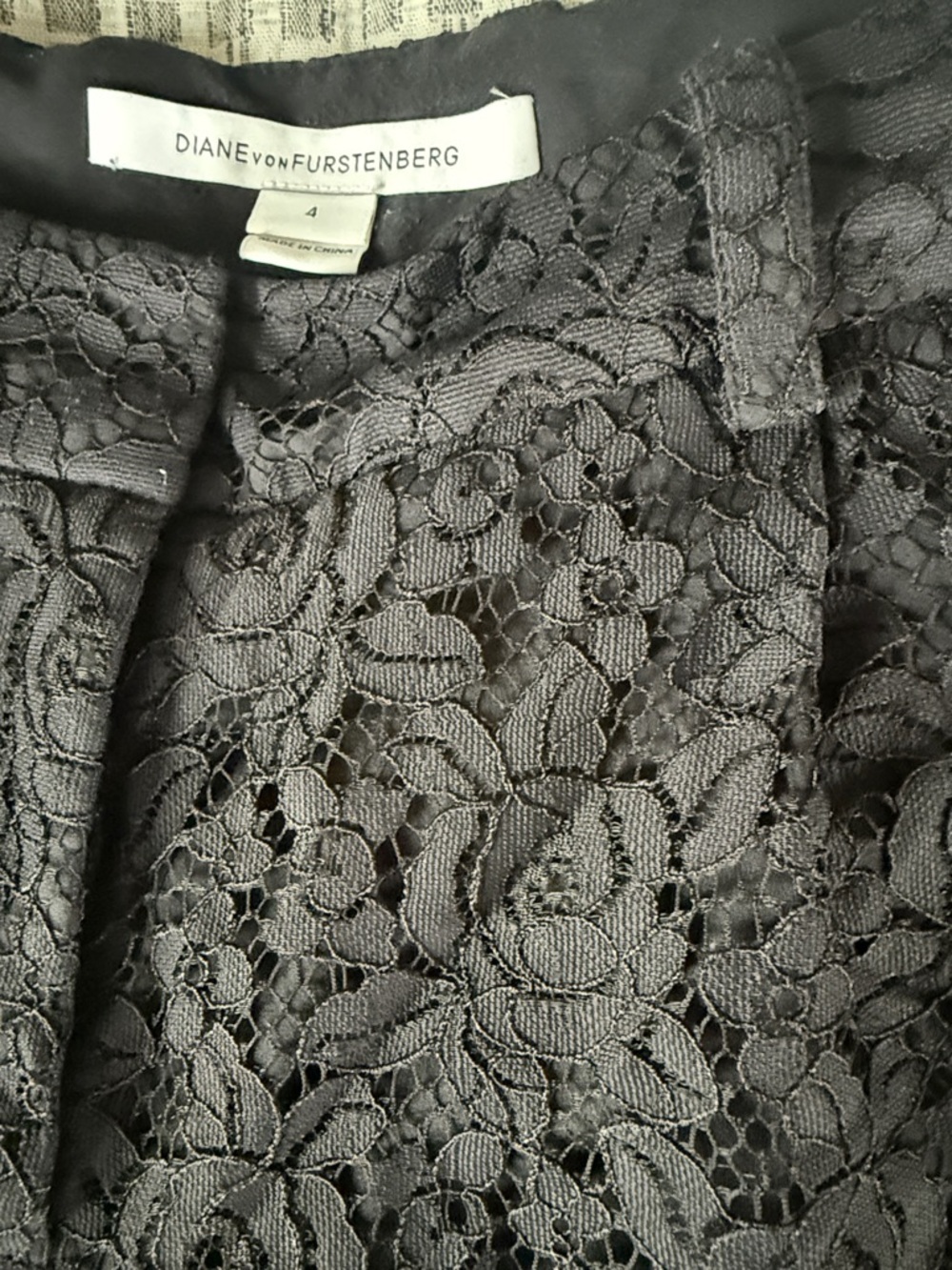 Diane Von Furstenberg Black Floral Lace High-Waist Shorts - Picture 3 of 5